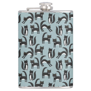 Black and White Tuxedo Cat Flask