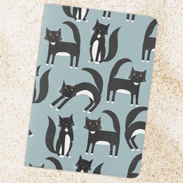 Black and White Tuxedo Cat Fun Passport Holder (Fun black and white tuxedo cat pattern passport holder or cover for animal lovers)