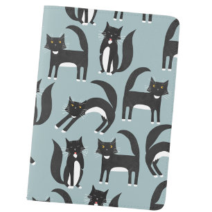Black and White Tuxedo Cat Fun Passport Holder