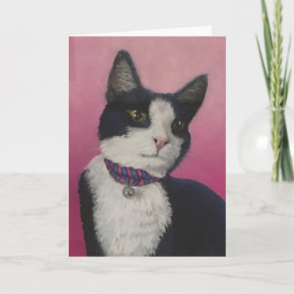 Black and White Tuxedo Cat Greeting Card