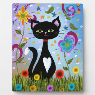 Black And White Tuxedo Cat In The Garden Plaque