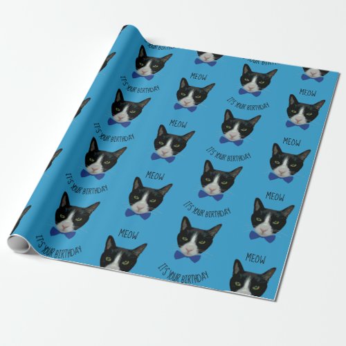 Black and White Tuxedo Cat _ Its Your Birthday Wrapping Paper