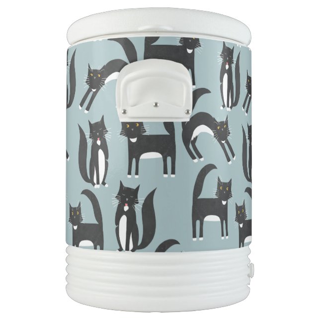 Black and White Tuxedo Cat Pattern Beverage Cooler (Left)