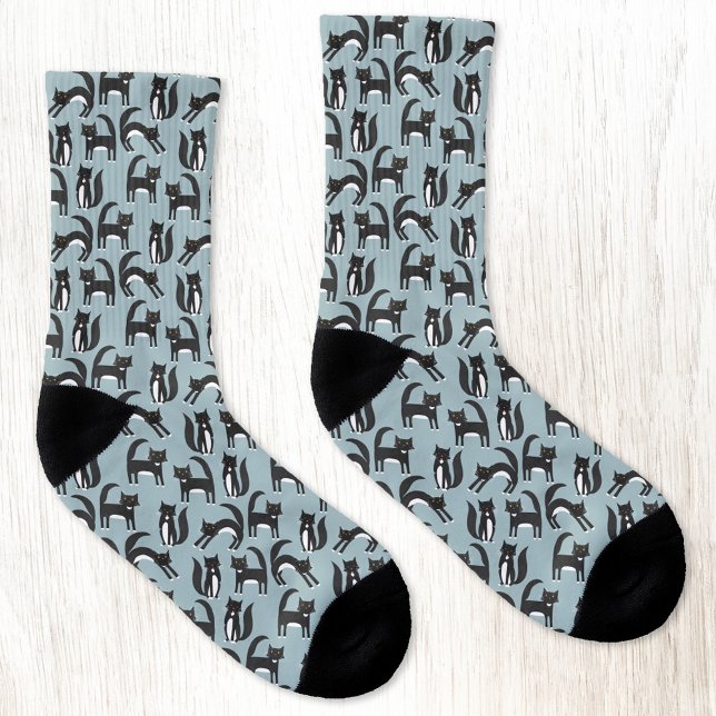 Black and White Tuxedo Cat Pattern Socks (Creator Uploaded)