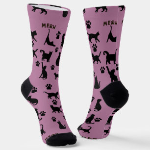 Black and White Tuxedo Cat Patterned Socks Gift