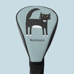 Black and White Tuxedo Cat Personalized Golf Head Cover