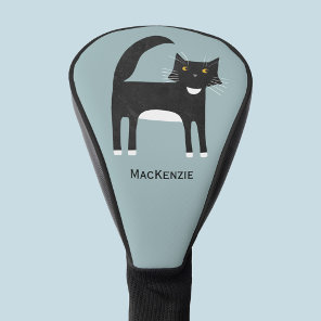 Black and White Tuxedo Cat Personalized Golf Head Cover