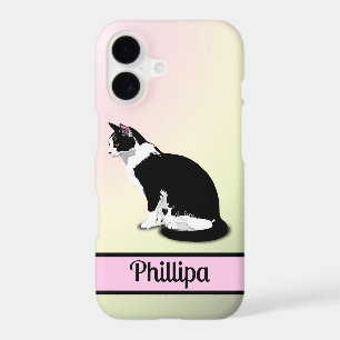 Black and White Tuxedo Cat Personalized iPhone 17 Case