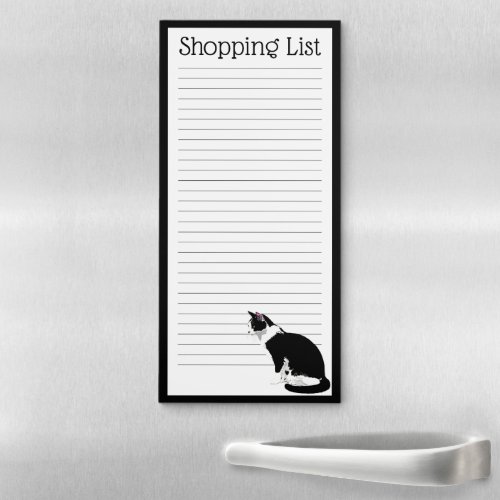 Black and White Tuxedo Cat Personalized Magnetic Notepad