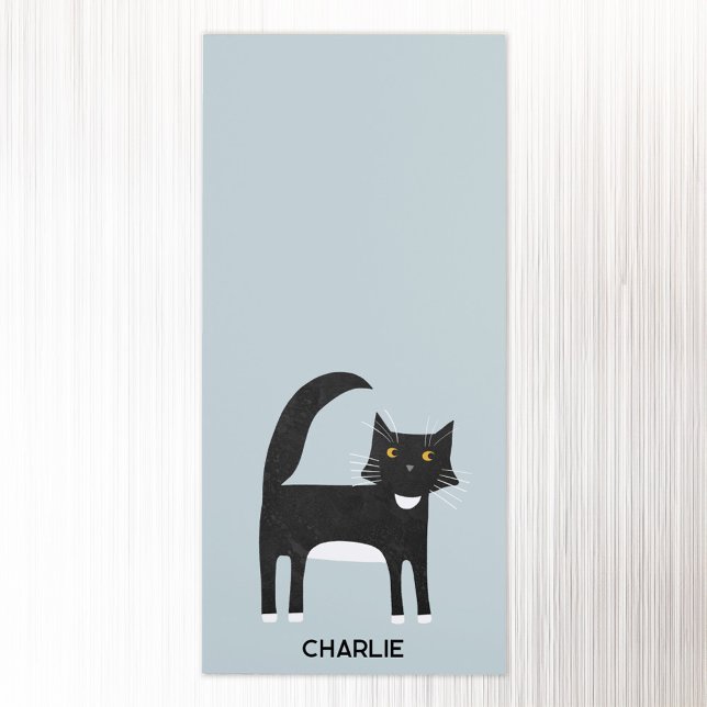 Black and White Tuxedo Cat Personalized Magnetic Notepad (Black and white tuxedo cat personalized magnetic notepad)