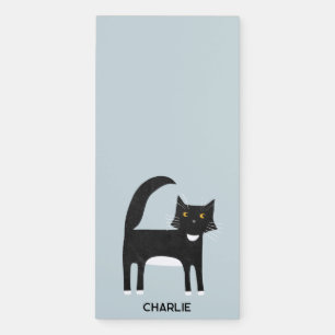 Black and White Tuxedo Cat Personalized Magnetic Notepad