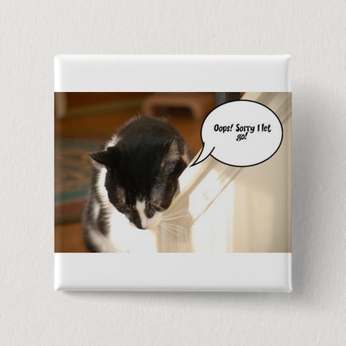 black and white tuxedo Cat Pinback Button