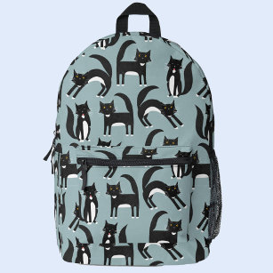 Black and White Tuxedo Cat Printed Backpack