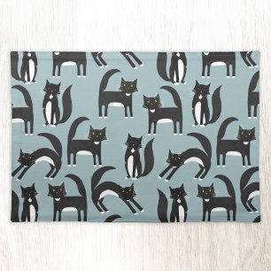 Black and White Tuxedo Cats Cloth Placemat