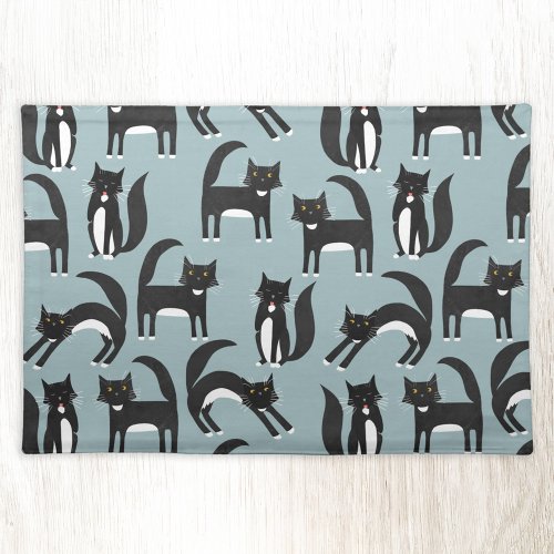 Black and White Tuxedo Cats Cloth Placemat