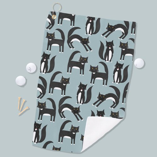 Black and White Tuxedo Cats Golf Towel