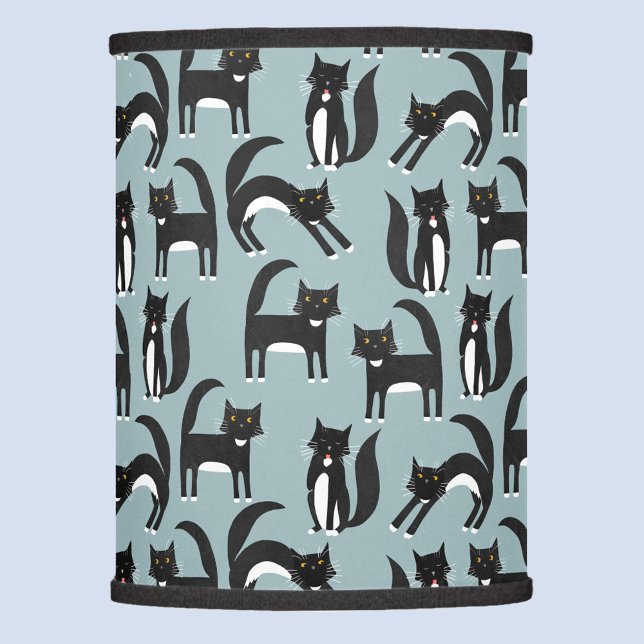 Black and White Tuxedo Cats Lamp Shade (Black and white Tuxedo cat fun lampshade)