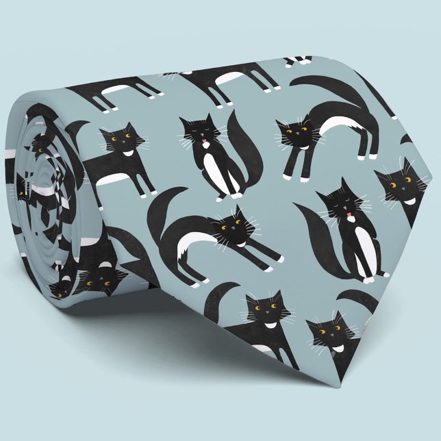 Black and White Tuxedo Cats Neck Tie (Creator Uploaded)