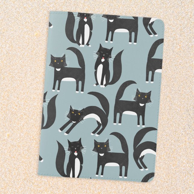 Black and White Tuxedo Cats Passport Holder (Black and white Tuxedo Cat pattern unique passport cover holder for animal lovers)