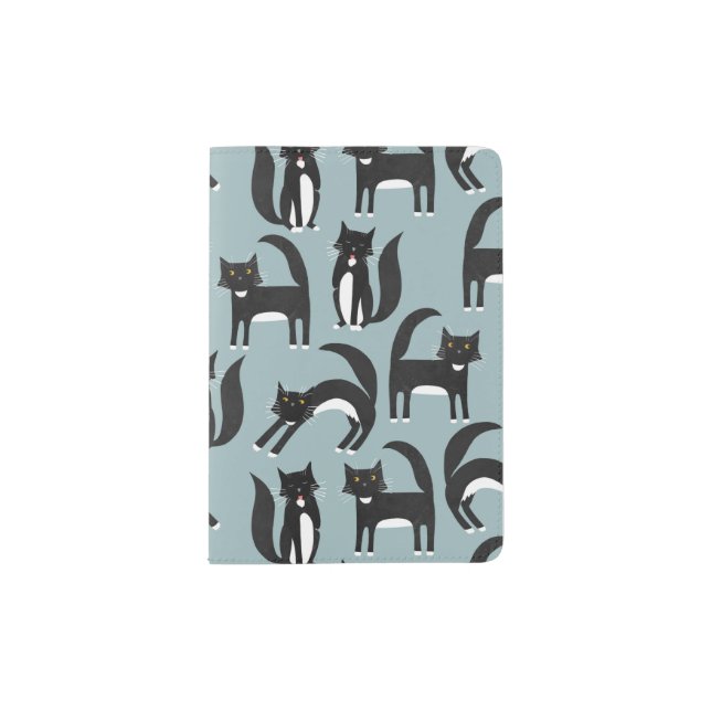 Black and White Tuxedo Cats Passport Holder (Front)