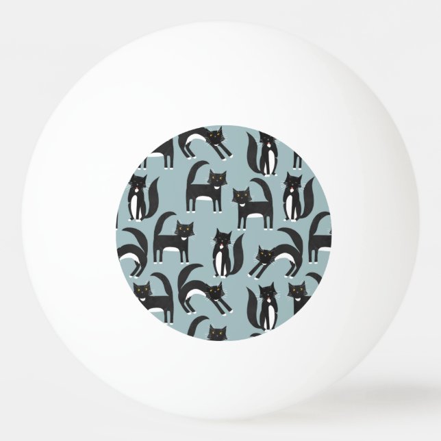 Black and White Tuxedo Cats Ping Pong Ball (Front)