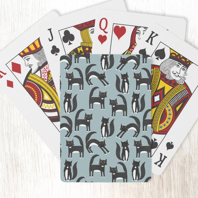 Black and White Tuxedo Cats Poker Cards (Black and white tuxedo cat pattern playing cards)