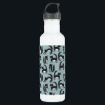 Black and White Tuxedo Cats Stainless Steel Water Bottle<br><div class="desc">Cute black and white tuxedo cats going about their business. A fun pattern on a mid blue background.</div>