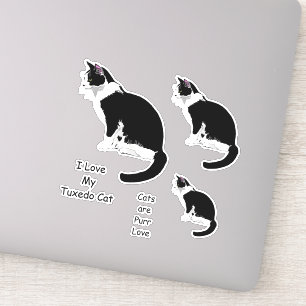 Black and White Tuxedo Cats Sticker Set