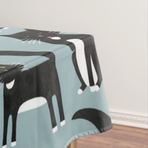 Black and White Tuxedo Cats Tablecloth