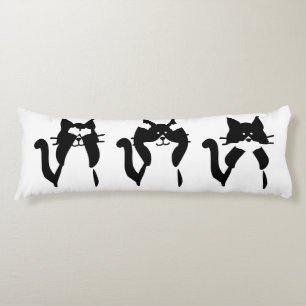 Black and White Tuxedo Cats Three Wise Kitties Body Pillow