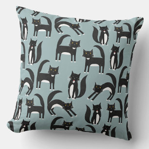 Black and White Tuxedo Cats Throw Pillow