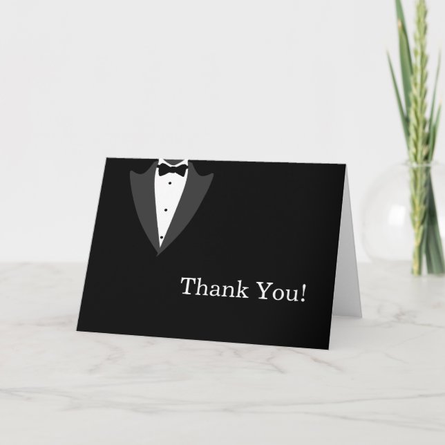 Black and White Tuxedo Thank You Card (Front)