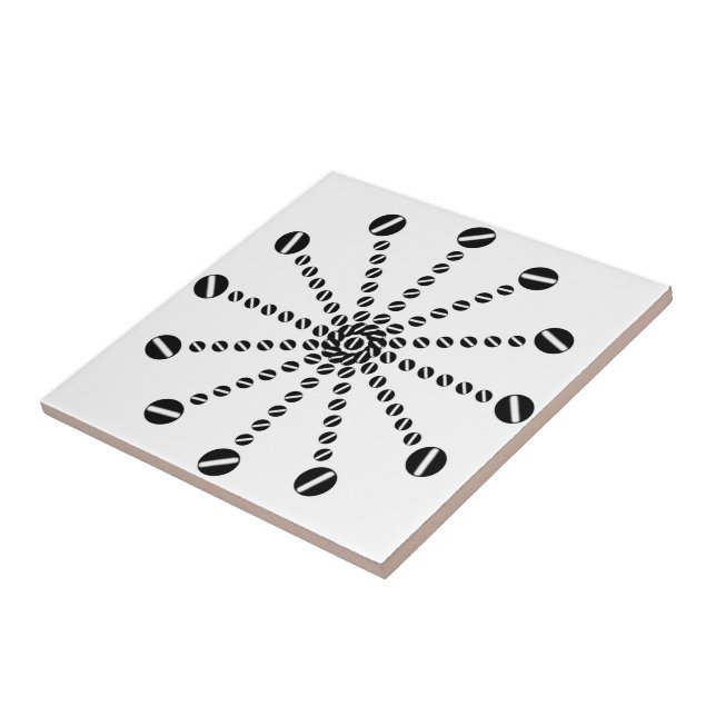 Black And White Twelve Part Clock Dial Dot Art     Ceramic Tile (Side)
