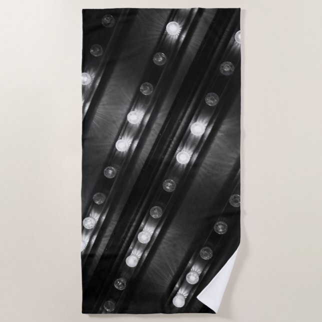 Black and White Twinkle Lights  Beach Towel (Front)