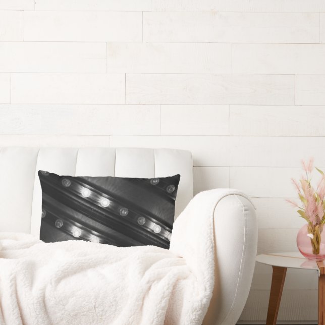 Black and White Twinkle Lights Lumbar Pillow (Couch)
