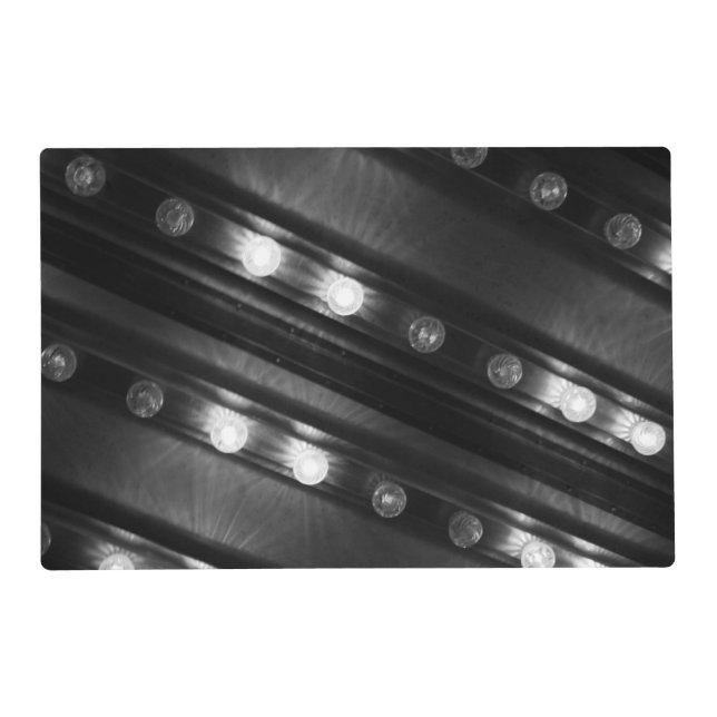 Black and White Twinkle Lights Placemat (Front)