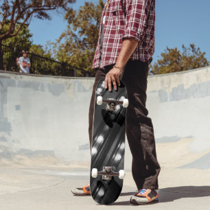 Black and White Twinkle Lights Skateboard