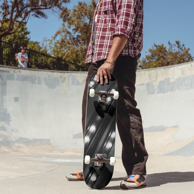Black and White Twinkle Lights Skateboard (Outdoor 2)