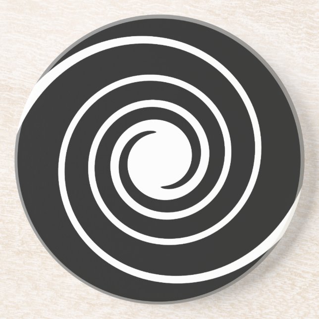 Black and White Twist. Sandstone Coaster (Front)