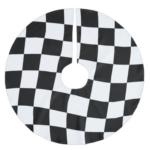 Black and White Twisted Checkerboard Brushed Polyester Tree Skirt