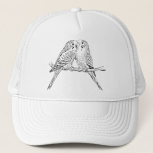 Black and white Two Budgies Perched Together Trucker Hat