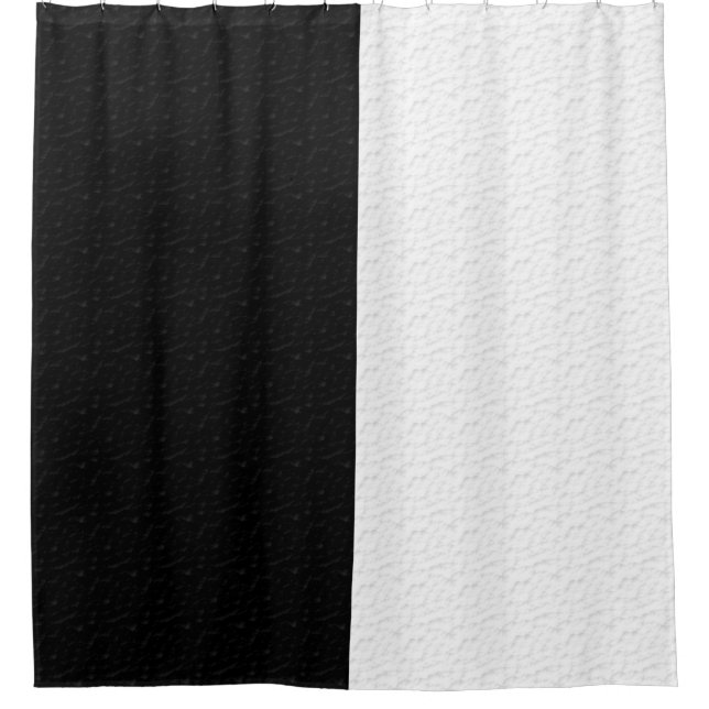 Black and White Two Colour Half Sides Stripes Shower Curtain (Front)