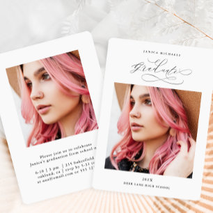 Black and White Two Photo Graduation Party Invitation