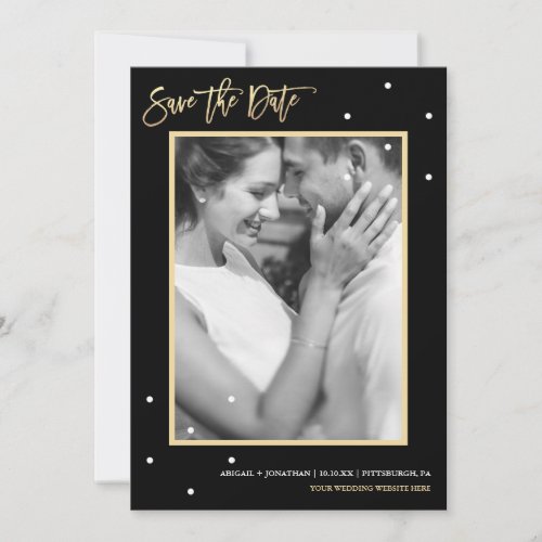 Black and White Two Photo with Dots Save the Date