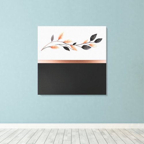 Black and White Two Tone with Leaf Design Canvas Print