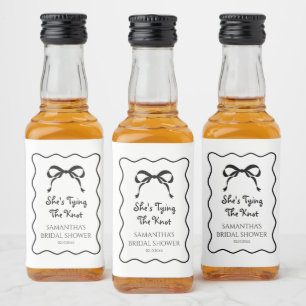 Black and White Tying the Knot Bridal Shower Liquor Bottle Label