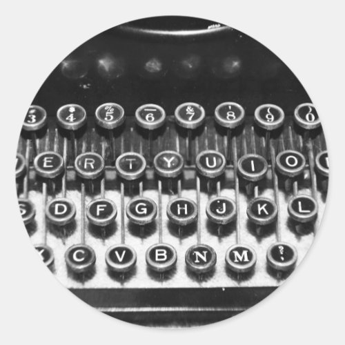 Black and White Typewriter Classic Round Sticker