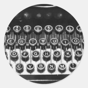Black and White Typewriter Classic Round Sticker