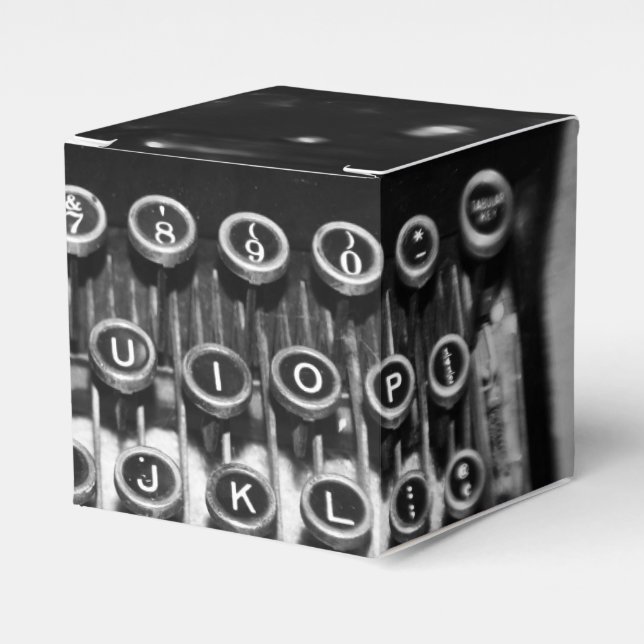 Black and White Typewriter Favor Boxes (Front Side)