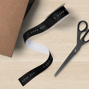 Black and White Typewriter I Love You Satin Ribbon